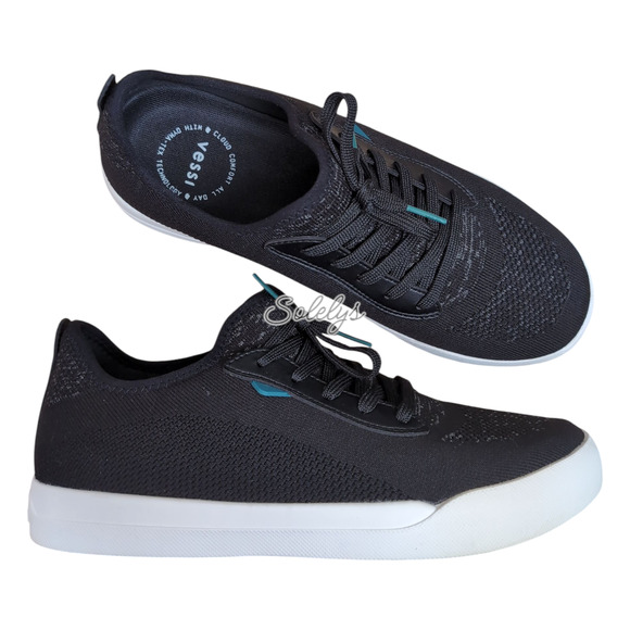 Vessi Weekend Mens 11 Asphalt Black White Waterproof Knit DymaTex Casual Sneaker - Picture 1 of 11